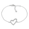 STERLING SILVER CZ FLOATING HEART RHODIUM BRACELET