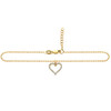 GOLD PLATED CZ HEART ANKLET 9" + 1"