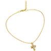 GOLD PLATED SMALL CZ CROSS ANKLET 9" + 1"