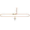 ROSE GOLD PLATED SMALL CZ CROSS ANKLET 9" + 1"