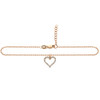 ROSE GOLD PLATED CZ HEART ANKLET 9" + 1"