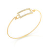 GOLD PLATED RECTANGLE CUT OUT DESIGN BANGLE WITH ALL AROUND CLEAR CZ STONES
