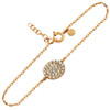 ROSE PLATED SMALL CZ PAVE DISK BRACELET 6.5" + 1"