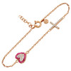 ROSE GOLD PLATED CZ PAVE CROSS AND HEART BRACELET 6.5" + 1"