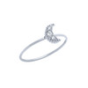 RHODIUM PLATED PAVE CLEAR CZ MOON STACKABLE RING