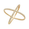 ROSE GOLD PLATED X RING WITH MEDIUM 1.25MM CZ PAVE