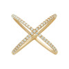 ROSE GOLD PLATED X RING WITH MEDIUM 1.25MM CZ PAVE