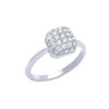 RHODIUM PLATED RING WITH CUSHION-SHAPE CZ PAVE HEAD