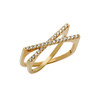 ROSE GOLD PLATED SPLIT-DOUBLE-SHANK "X" RING WITH CZ PAVE