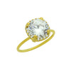 GOLD PLATED CLEAR 9MM ROUND CZ RING WITH SQUARE DESIGN SURROUNDING CLEAR CZ STONES