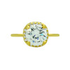 GOLD PLATED CLEAR 9MM ROUND CZ RING WITH SQUARE DESIGN SURROUNDING CLEAR CZ STONES