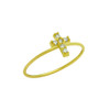 GOLD PLATED PAVE CLEAR CZ CROSS STACKABLE RING