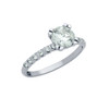 RHODIUM PLATED 6.25MM ROUND CZ ENGAGEMENT RING WITH CZ SHOULDERS