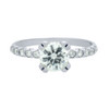 RHODIUM PLATED 6.25MM ROUND CZ ENGAGEMENT RING WITH CZ SHOULDERS