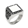 TWISTED BLADE SQUARE ENGRAVABLE INTRICATE SWIRL PATTERN RING