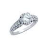 RHODIUM PLATED ROUND CZ BRANCH DESIGN ENGAGEMENT RING