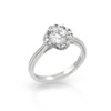 RHODIUM PLATED CLOVER DESIGN ROUND CZ ENGAGEMENT RING