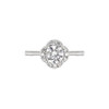 RHODIUM PLATED CLOVER DESIGN ROUND CZ ENGAGEMENT RING