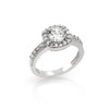 RHODIUM PLATED SQUARE STYLE ROUND CZ ENGAGEMENT RING