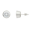 RHODIUM PLATED 8MM ROUND BEZEL SET CZ STUD EARRINGS