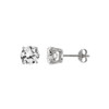 7MM RHODIUM PLATED ROUND BASKET CZ STUD EARRINGS