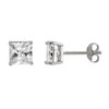 5MM RHODIUM PLATED SQUARE BASKET CZ STUD EARRINGS