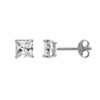 4MM RHODIUM PLATED SQUARE BASKET CZ STUD EARRINGS