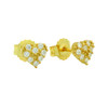 GOLD PLATED PAVE CZ HEART POST EARRINGS