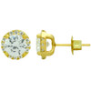 GOLD PLATED ROUND CZ EARRINGS WITH ALL AROUND SMALL CZ STONES