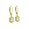 GOLD PLATED LARGE ROUND CZ EARRINGS WITH ALL AROUND SMALL CZ STONES