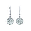 RHODIUM PLATED  6.5MM ROUND CZ DANGLING EARRINGS