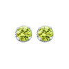 RHODIUM PLATED AUGUST BIRTHSTONE PERIDOT LIGHT GREEN ROUND CZ STUD EARRINGS