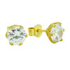 GOLD PLATED FLORAL DESIGN CZ STUD EARRINGS