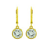 GOLD PLATED ROUND CZ LEVERBACK EARRINGS