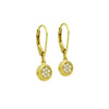 GOLD PLATED ROUND CZ CLUSTER LEVERBACK DANGLE EARRINGS