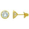 6.5MM GOLD PLATED ROUND BEZEL SET CZ STUD EARRING