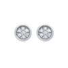RHODIUM PLATED ROUND CZ CLUSTER STUD EARRINGS