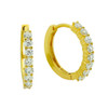 GOLD PLATED 18MM ROUND HUGGIE EARRINGS WITH 2.25MM CZ PAVE