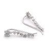 RHODIUM PLATED CZ FLOWER STEM CRAWLER EARRINGS