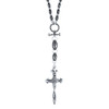 TWISTED BLADE SILVER OVAL LINK ROSARY WITH 38MM DAGGER PENDANT 24"+6"