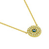 GOLD PLATED CLEAR CZ ROUND NECKLACE WITH DARK BLUE EYE 16"+1"