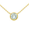 GOLD PLATED 7.5MM CZ STONE ON NECKLACE 16" + 2"