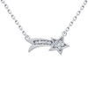 RHODIUM PLATED SHOOTING STAR CZ NECKLACE 16" + 2"