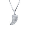 RHODIUM PLATED CZ HORN NECKLACE 16" + 2"