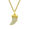 GOLD PLATED CZ HORN NECKLACE 16" + 2"