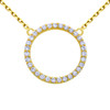 GOLD PLATED 18MM CZ ETERNITY CIRCLE NECKLACE 16" + 2"