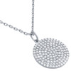 RHODIUM PLATED 17MM MEDIUM CZ DISK NECKLACE 16" + 2"