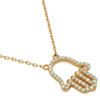 ROSE GOLD PLATED CZ PAVE HAMSA OUTLINE NECKLACE 16" + 2"