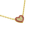 GOLD PLATED CZ HEART WITH PINK OUTLINE NECKLACE 16" + 2"