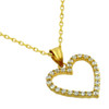 GOLD PLATED 17MM CZ OUTLINE HEART NECKLACE 16" + 2"